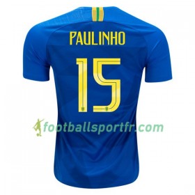 Tenue Brésil Paulinho 15 Exterieur Coupe du monde 2018 Maillot de Foot
